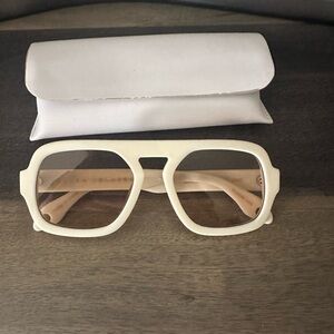 Elegant Cream Sunglasses with Case